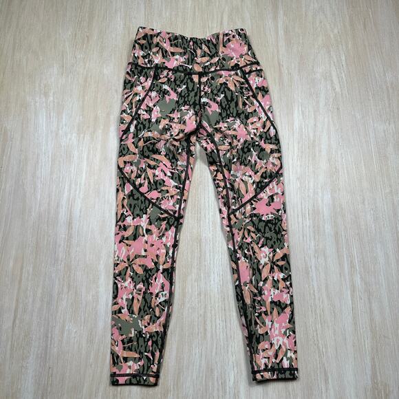Sweaty Betty XXS Power 7/8 Leggings Camo Pink Olive Print Mid Rise Workout Pants - Picture 1 of 15